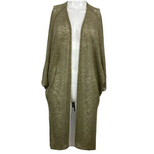 Audrey Cardigan‎ Womens Sz S Beige Sweater Stretch Lightweight Open Knit